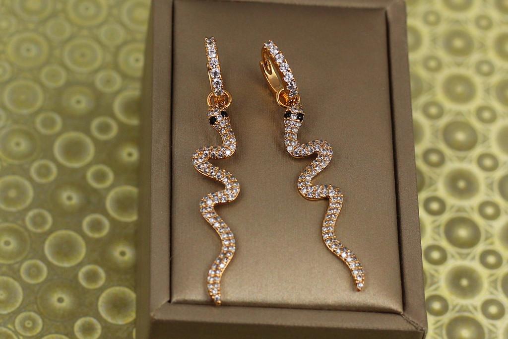 Серьги подвески Xuping Jewelry Извивающая змея 5,2 см Золотистый (1977349348)