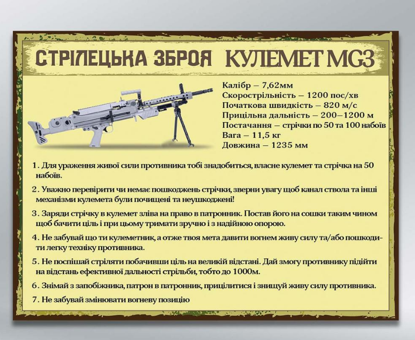 Інформаційний стенд Кулемет MG3 600х450 мм з ламінацією 3 мм (86433)