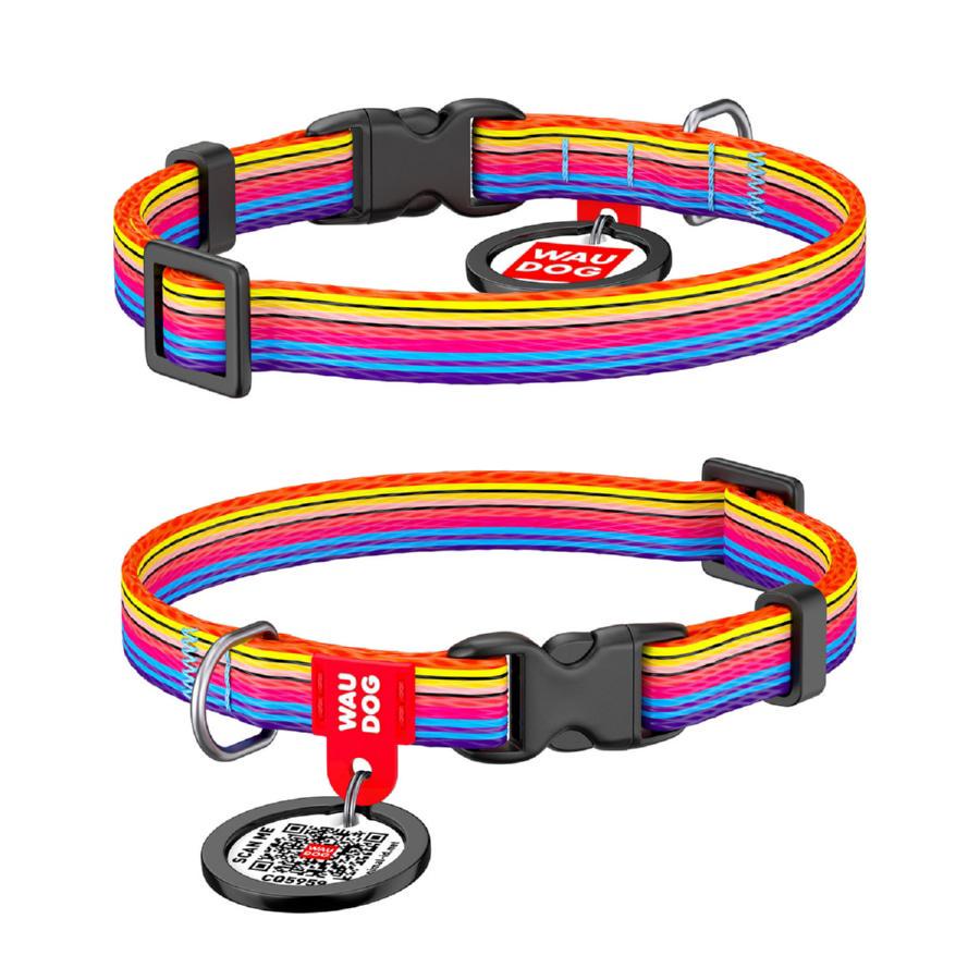 Ошейник для собак нейлоновый Waudog Nylon Линия 1 с QR паспортом пластиковый фастекс XS 10 мм 20-30 см