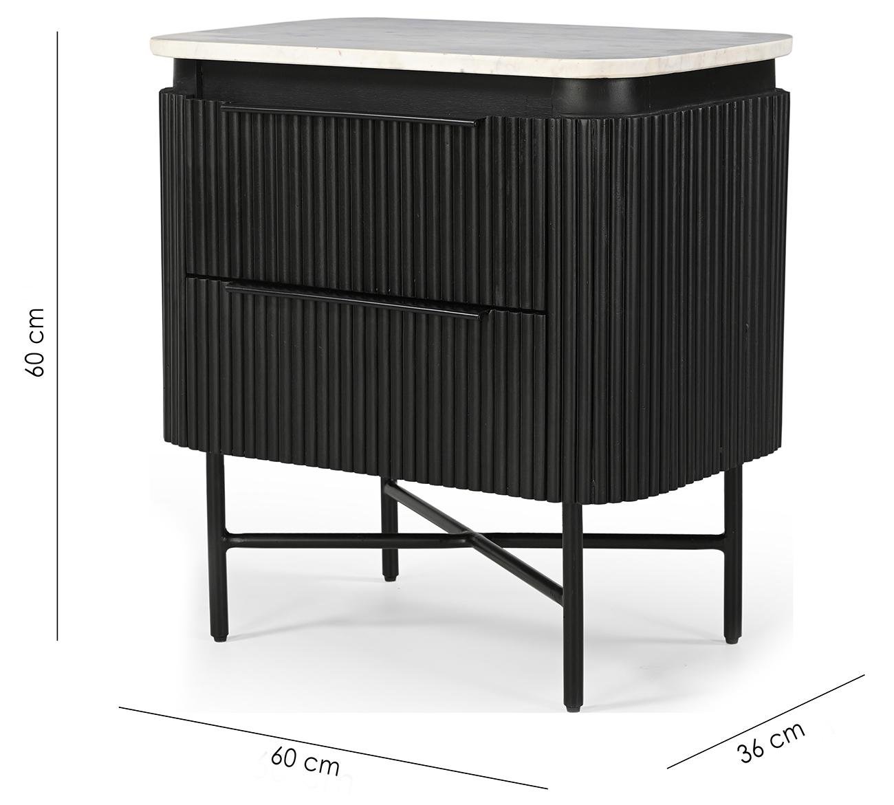 Тумбочка прикроватная Isabella Lilac ice top and black wooden base 2 ящика 60 см - фото 6