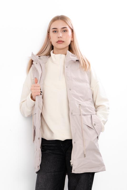 Жилетка демісезонна жіноча полубатал з капюшоном Носи Своє р. 54 Бежевий (14268) - фото 6