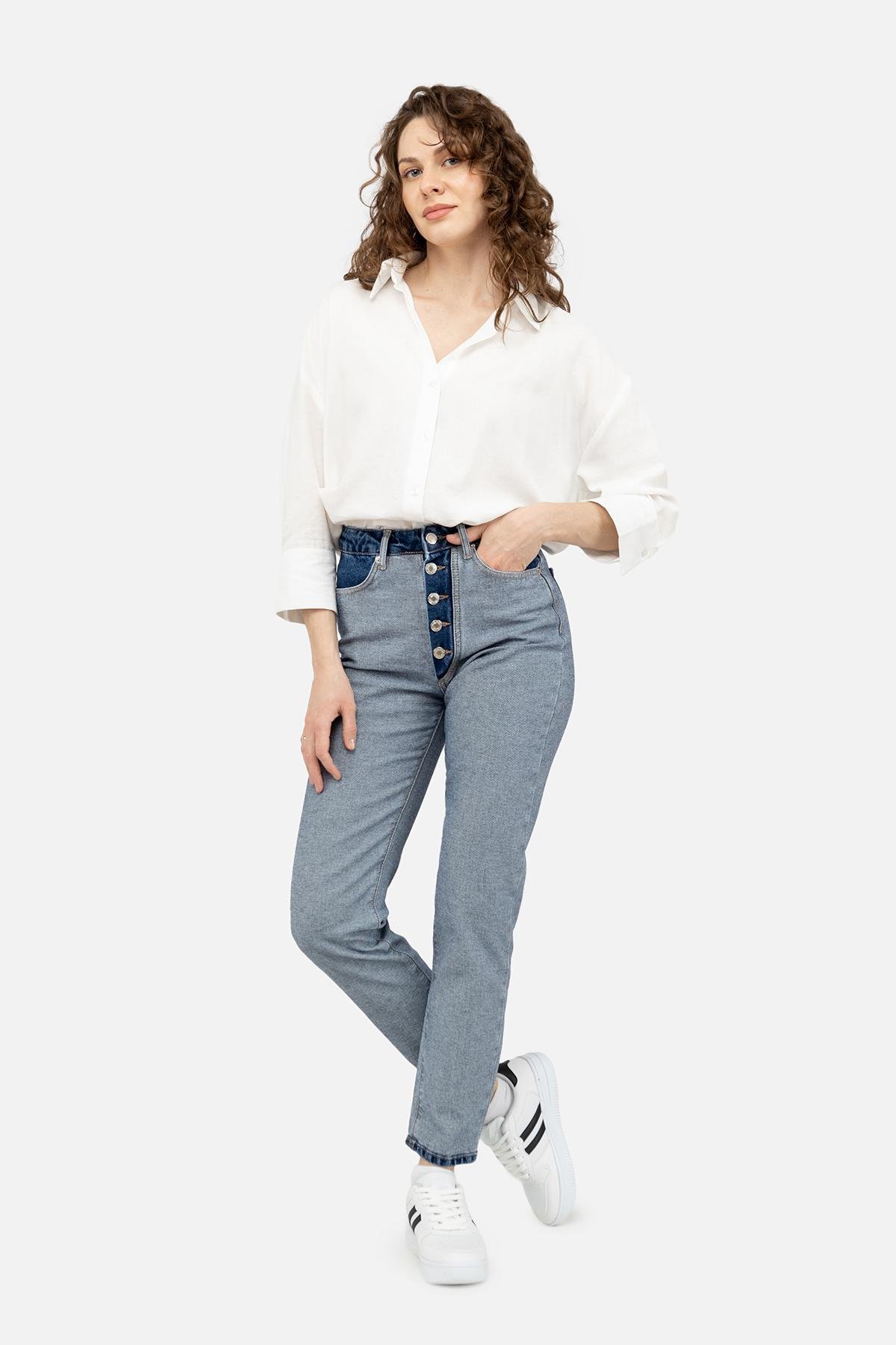 Джинсы женские Mom ЦБ-00247195 р. 42 Голубой (SKT000986427)