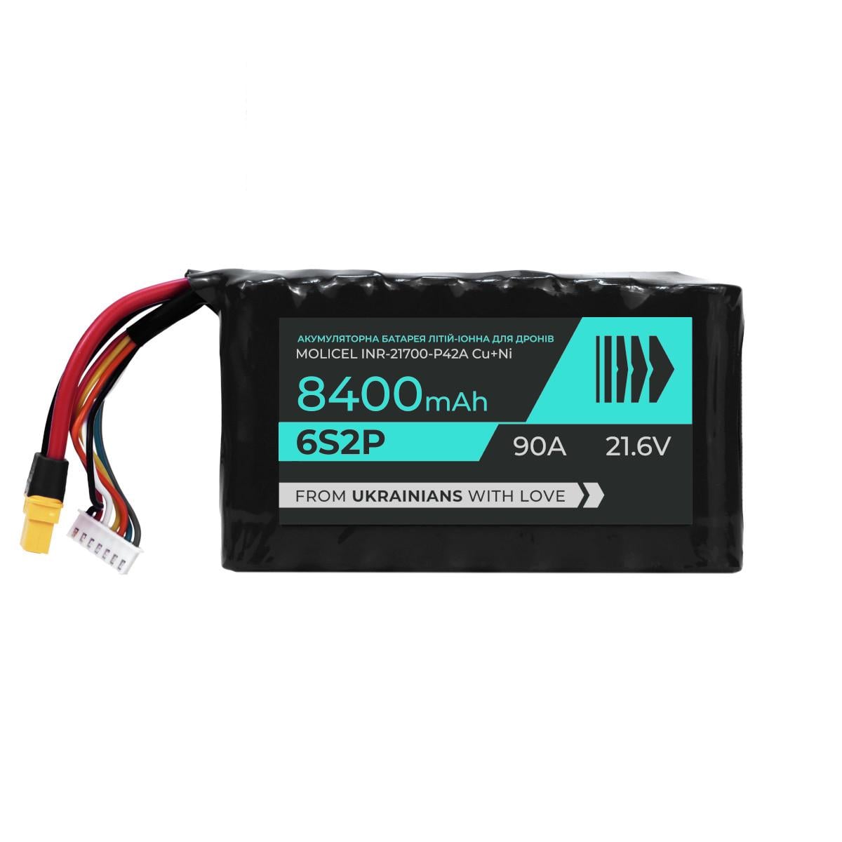 Аккумулятор для FPV дрона BTRY 6s2p Molicel P42A Cu+Ni 8400 мАч 21,6 В/90 А