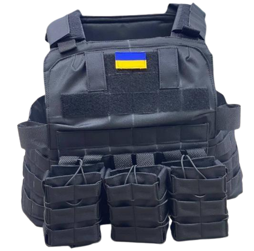 Плитоноска с трема подсумками под магазины АК Черный (39697)