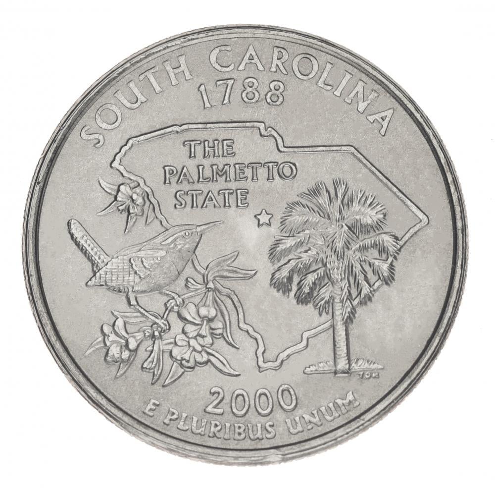 Коллекционная монета США 25 центов 2000 P Штаты и территории - Южная Каролина UNC (KM#307)