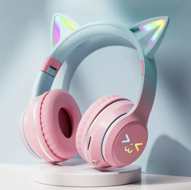 Наушники беспроводные с кошачьими ушками и подсветкой RGB (2399093551)