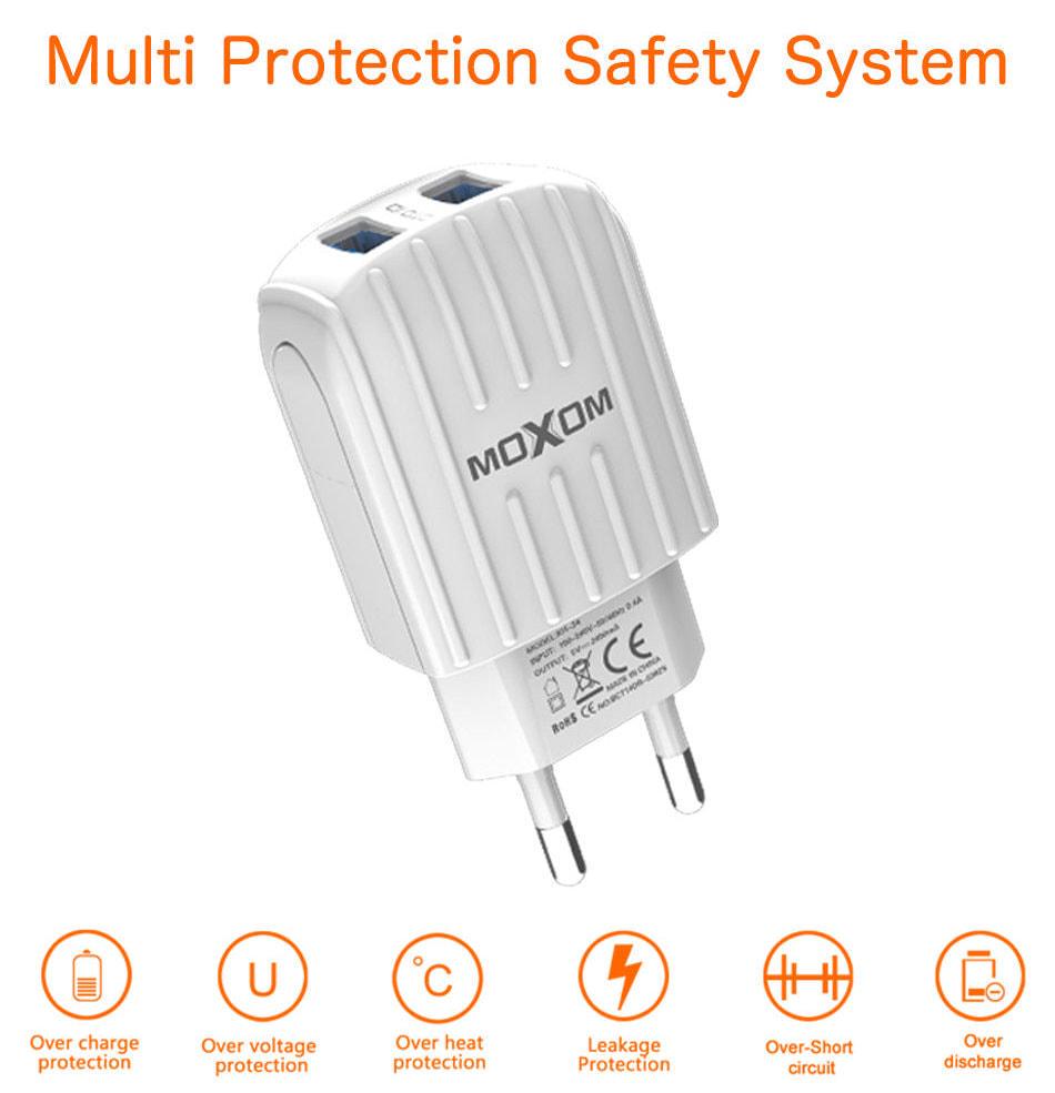 Зарядний пристрій Moxom KH-48 2 USB 2,4A кабель microUSB White (34895) - фото 3