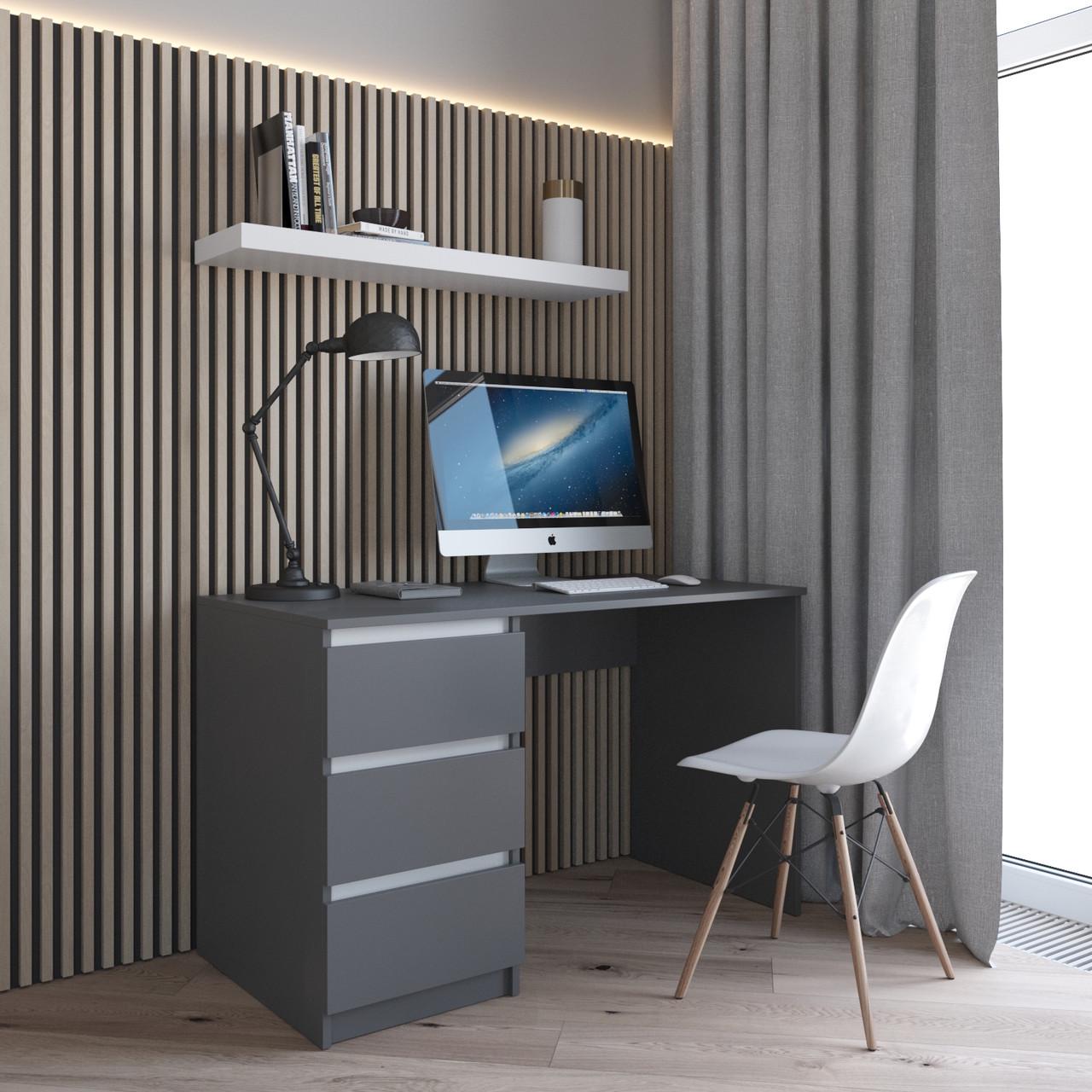 Стіл комп’ютерний з тумбою Вайс R-13 1200х600х755 мм Антрацит/Білі планки (30472332) Стіл комп’ютерний з тумбою Вайс R-13 1200х600х755 мм Антрацит/Білі планки (30472332)