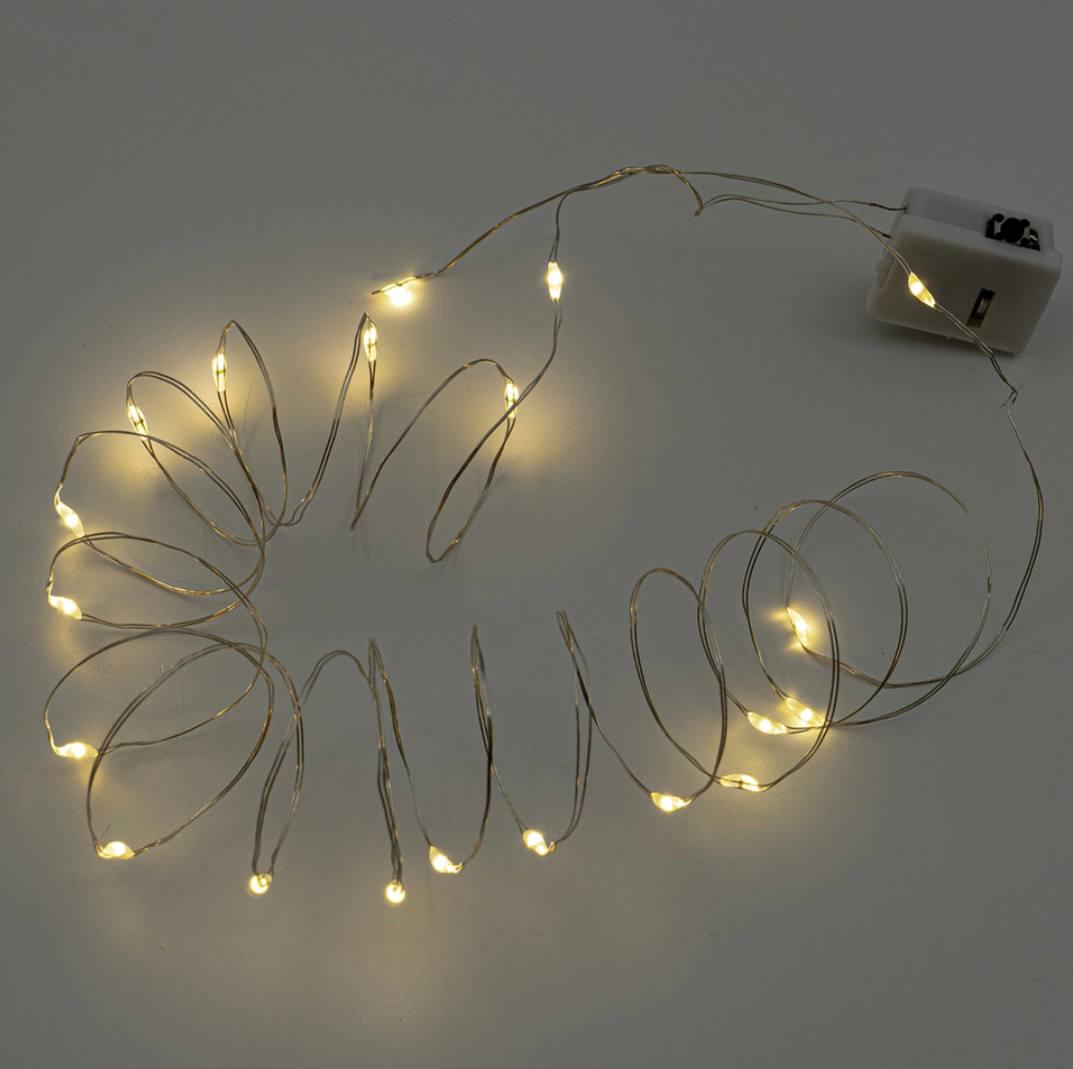 Гирлянда-нитка на батарейках Роса 2 м 20 LED желтый свет (d5e41877) - фото 5