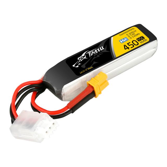 Аккумулятор Tattu 450 mAh 2S 95C 7,6 V High Voltage 2S с разъемом XT30 и пиковой мощностью 190C (234450)