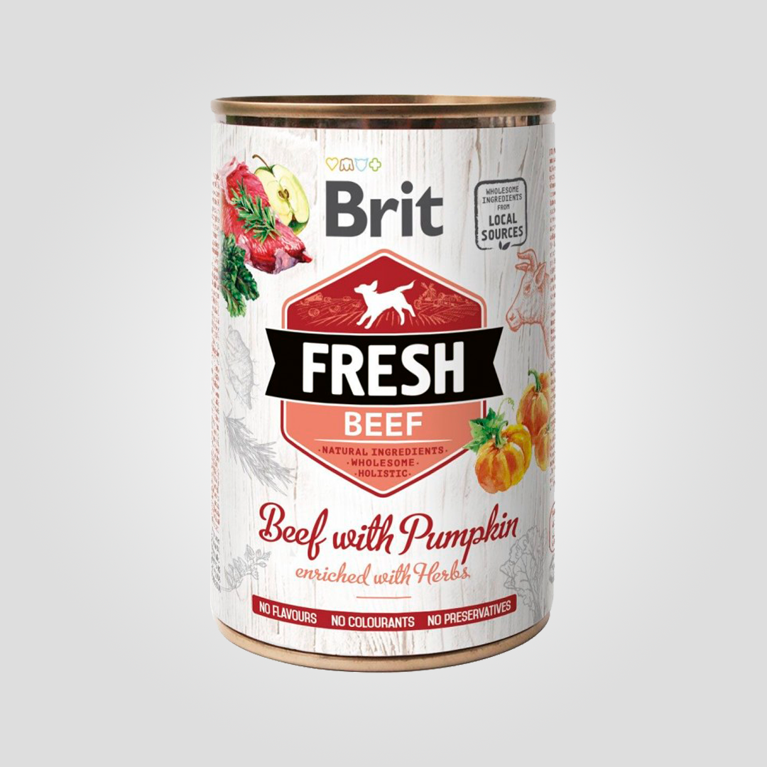 Корм влажный Brit Fresh Puppy Large для щенков больших пород с говядиной и тыквой 400 г (20504330)