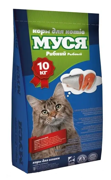 Сухий корм для дорослих котів Муся з рибою 10 кг (4820097803706)