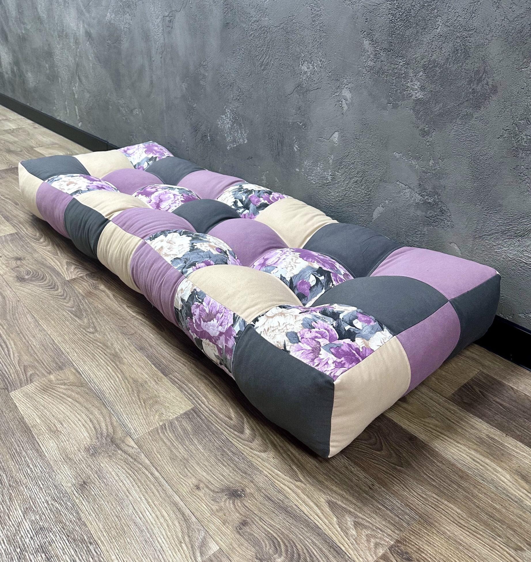 Подушка пэчворк Comfort Home Ashen flowers на подоконник/каркасы/поддоны/садовая мебель 150х50 см