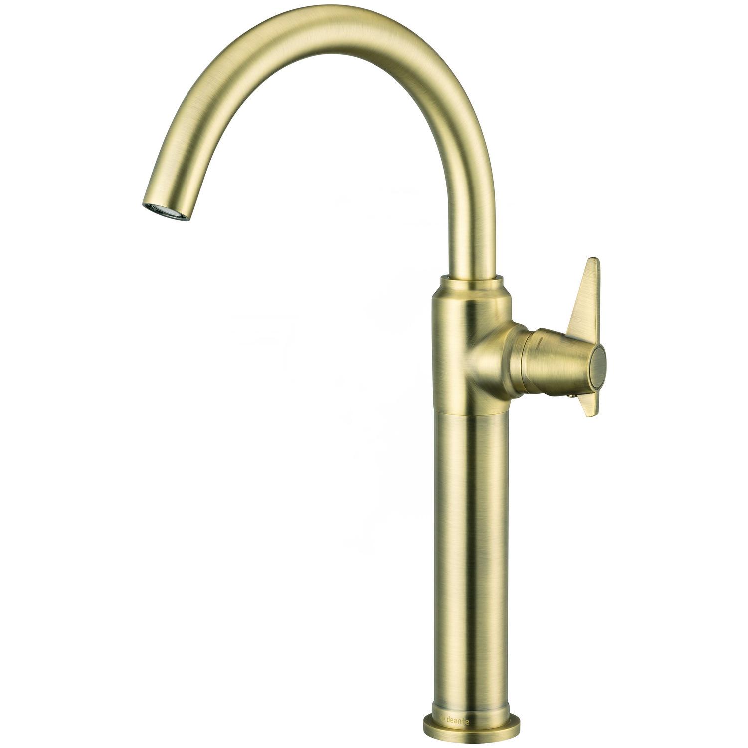 Смеситель для умывальника Deante Temisto BQT_M21K высокий однорычажный Золотой (205709)