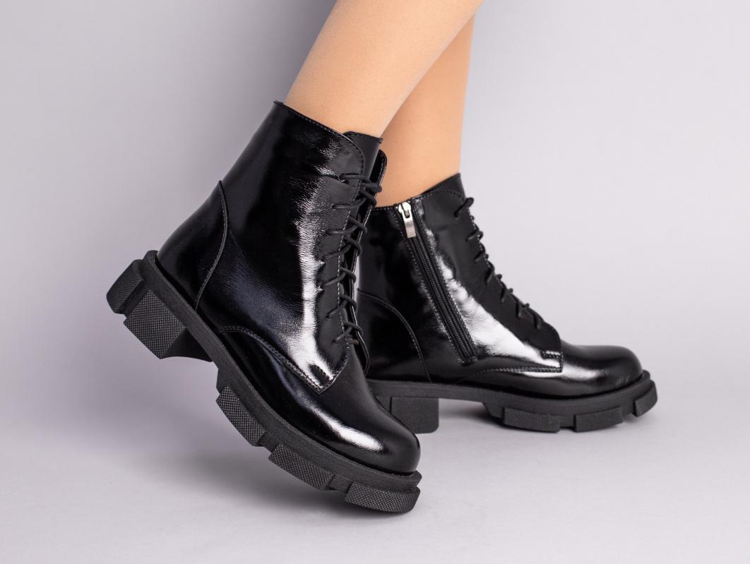 Черевики жіночі шкіра наплак із замком зимові р. 36 Чорний (5551-1з/36)