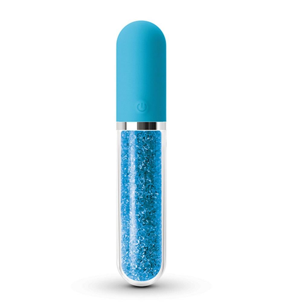 Стеклянный вибратор с кристаллами NS Novelties Stardust Charm голубой