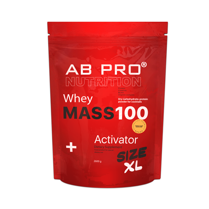 Гейнер AB PRO MASS 100 Whey Activator 2600 г 21 порція Полуниця - фото 1