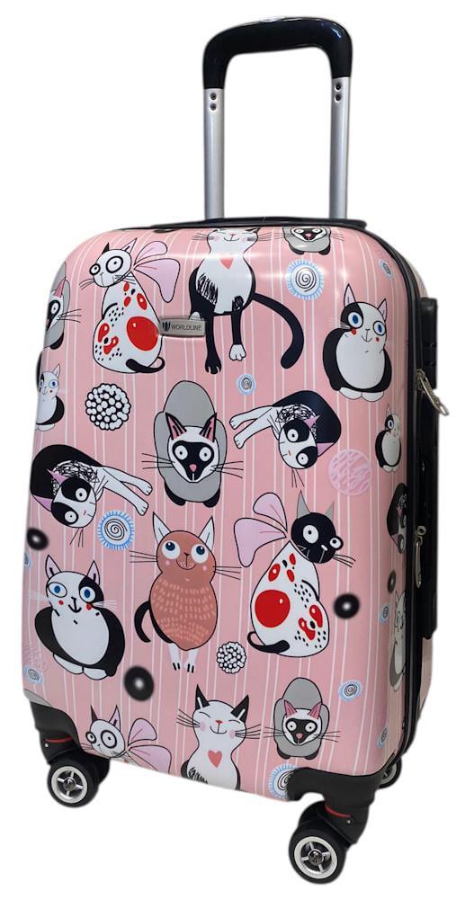 Чемодан маленький AIRTEX Worldline 809 Cat поликарбонат 55х39х20 см 35 л Розовый