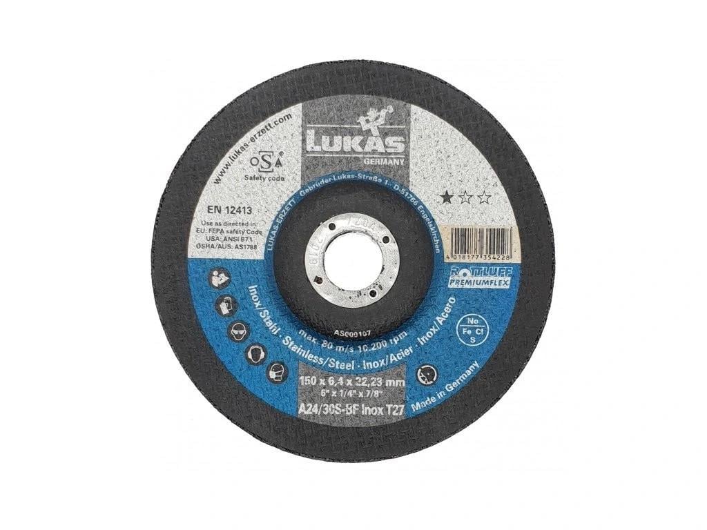 Круг шлифовальный Lukas A24/30S-BF INOX 150x6,0 мм