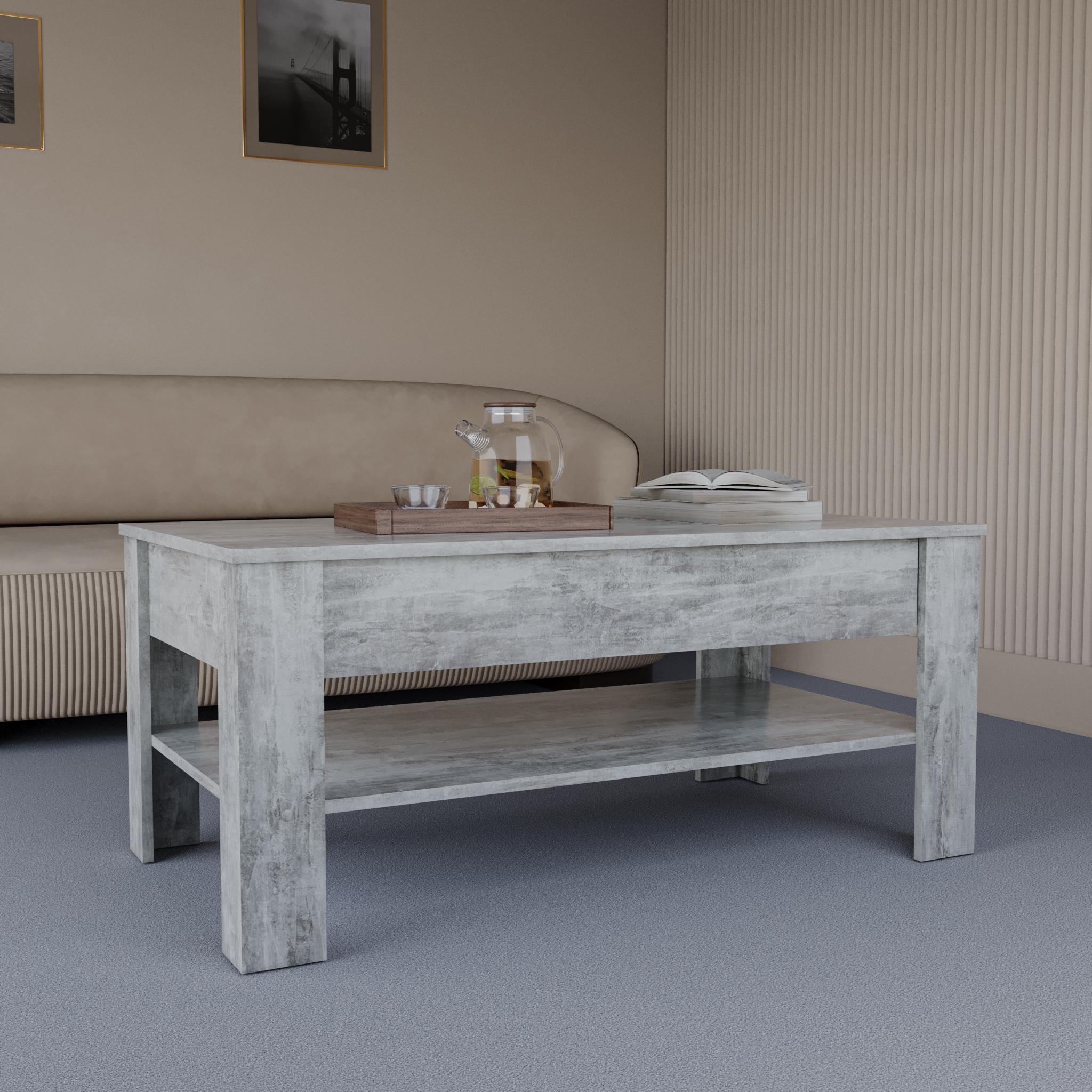 Журнальный стол с ящиком 1100x650x480 мм Бетон (A-35) - фото 2
