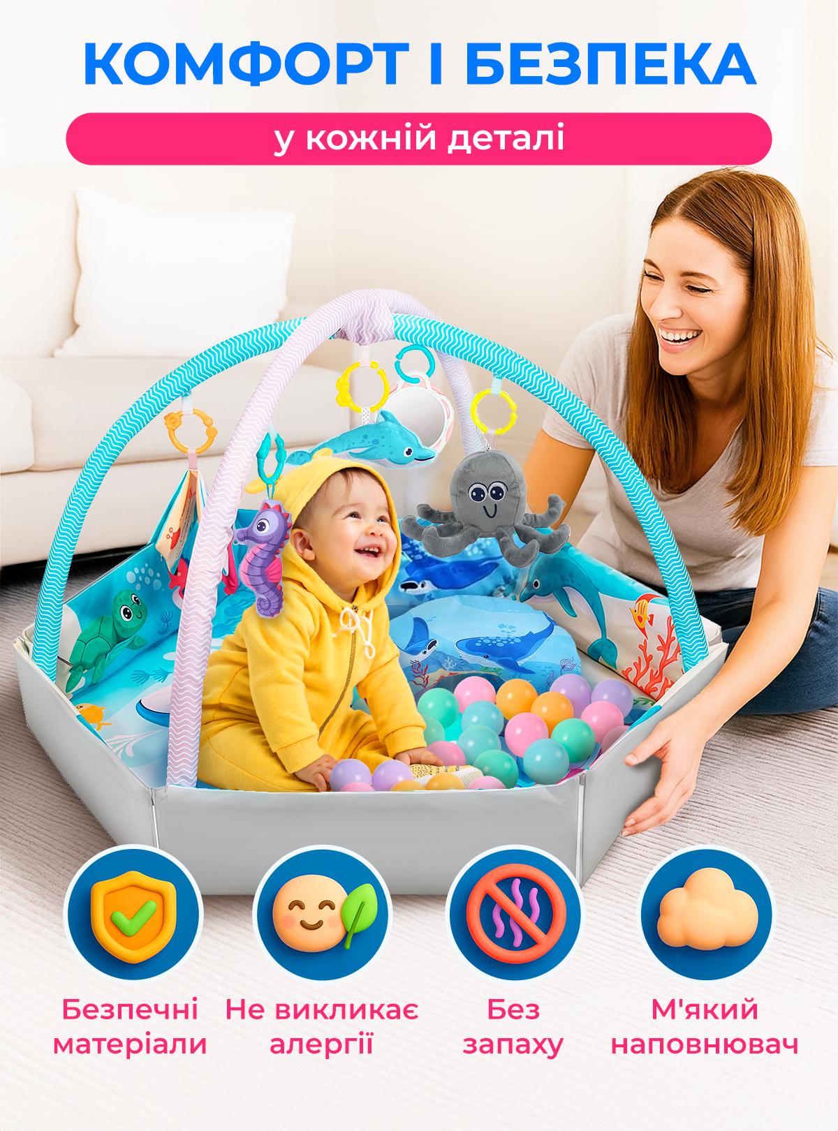 Развивающий коврик интерактивный DobraMama Синий (73699) - фото 4