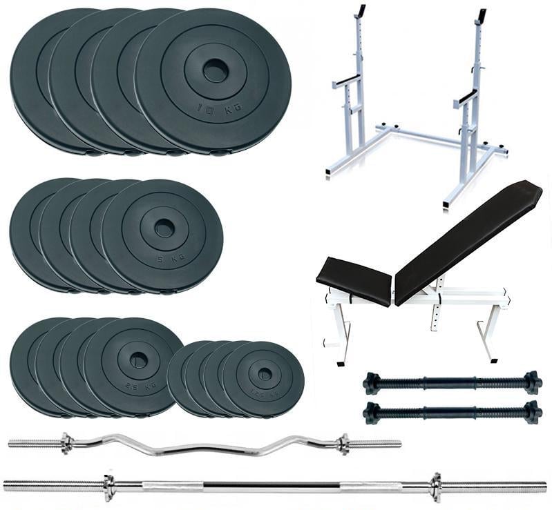 Скамейка/стойка с набором штанг и гантелей Newt ProGym Set 90 кг (NE-3090-ST-90)