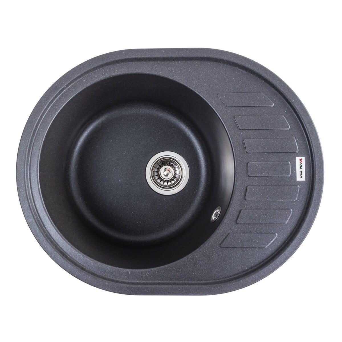 Мойка гранитная Valeso Soul врезная овальная матовая 620х500 мм Морион