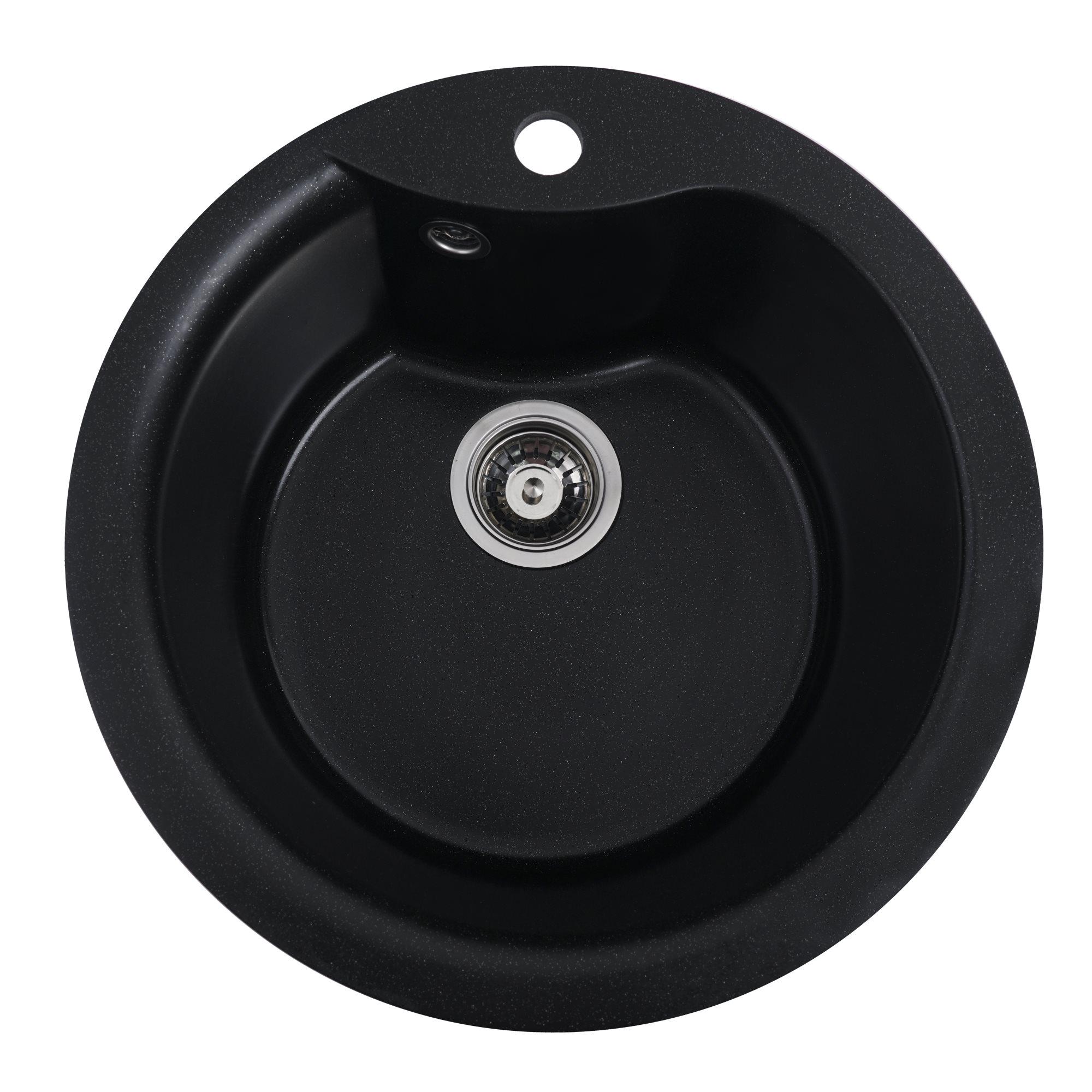 Мойка гранитная для кухни Platinum 480 TURAS матовая Черный металлик