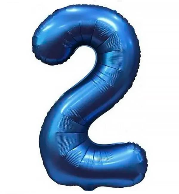 Шарик Цифра 2 76 см Синий сатин (1356077)
