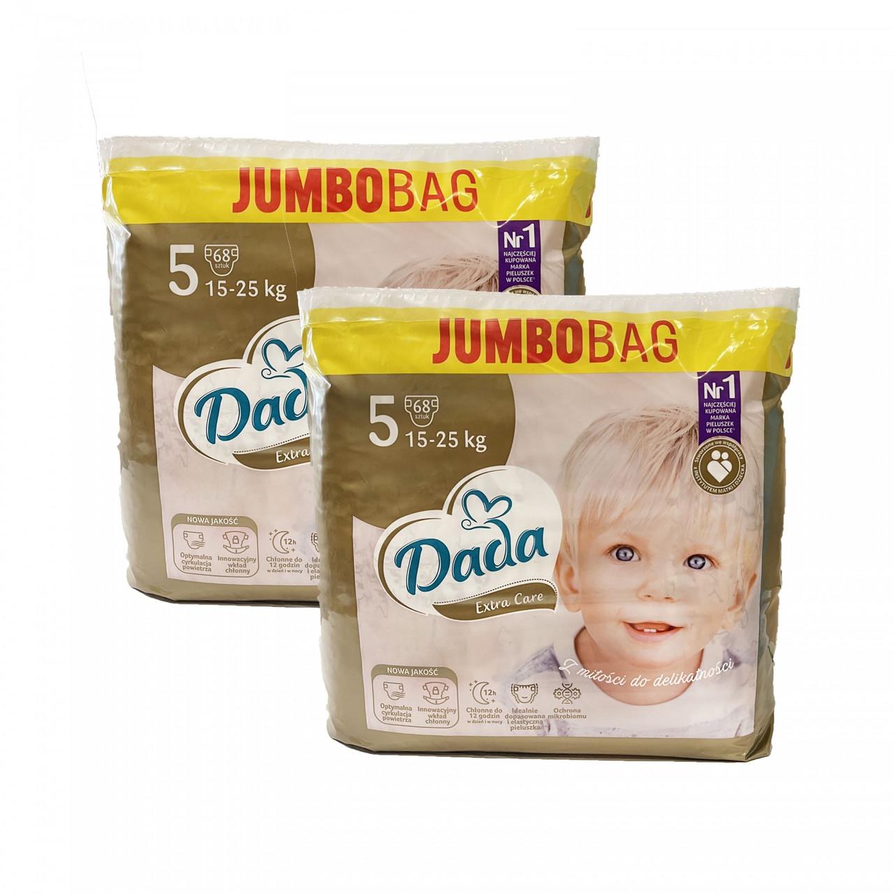 Підгузки дитячі одноразові Dada Extra Care Jumbobag р. 5 Junior 15-25 кг 136 шт. (1838195559) Підгузки дитячі одноразові Dada Extra Care Jumbobag р. 5 Junior 15-25 кг 136 шт. (1838195559)