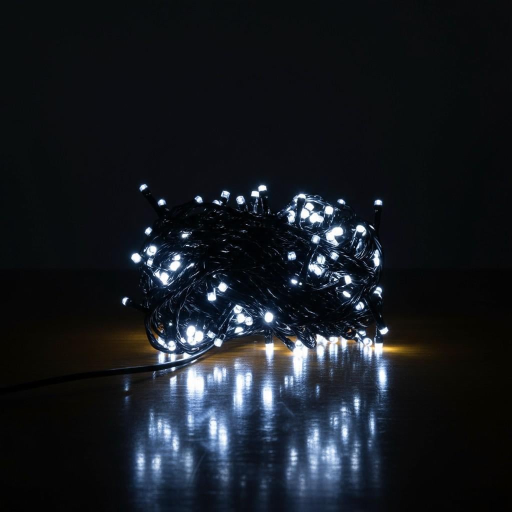 Гирлянда-нить сетевая новогодняя 8 режимов 18 м 180LED IP65 Черный/Белый (W180LED18MBW)