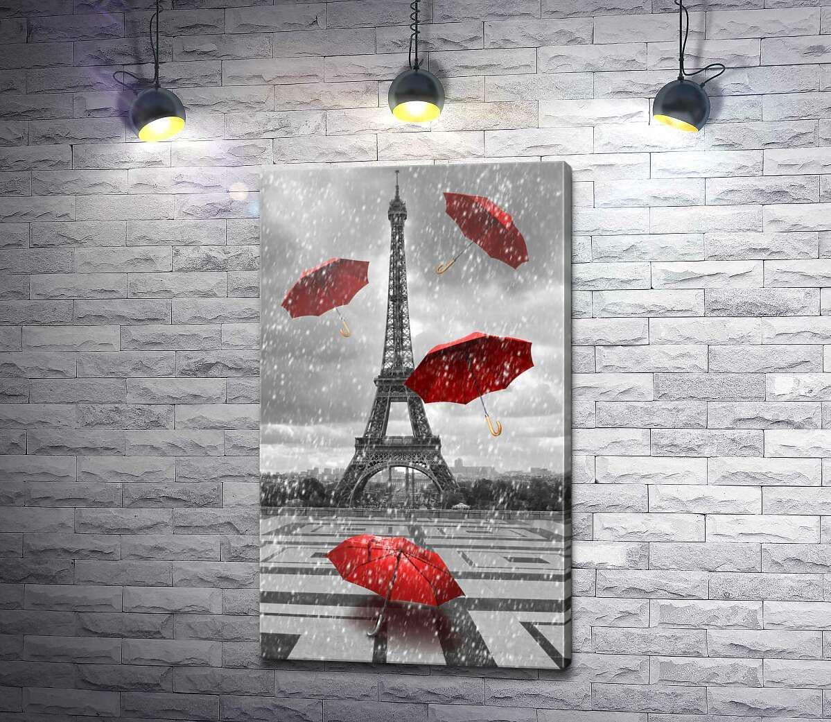 Картина ArtPoster Дождь из красных зонтиков перед Эйфелевой башней (Eiffel tower) 59x100 см Модуль №1 (003059)