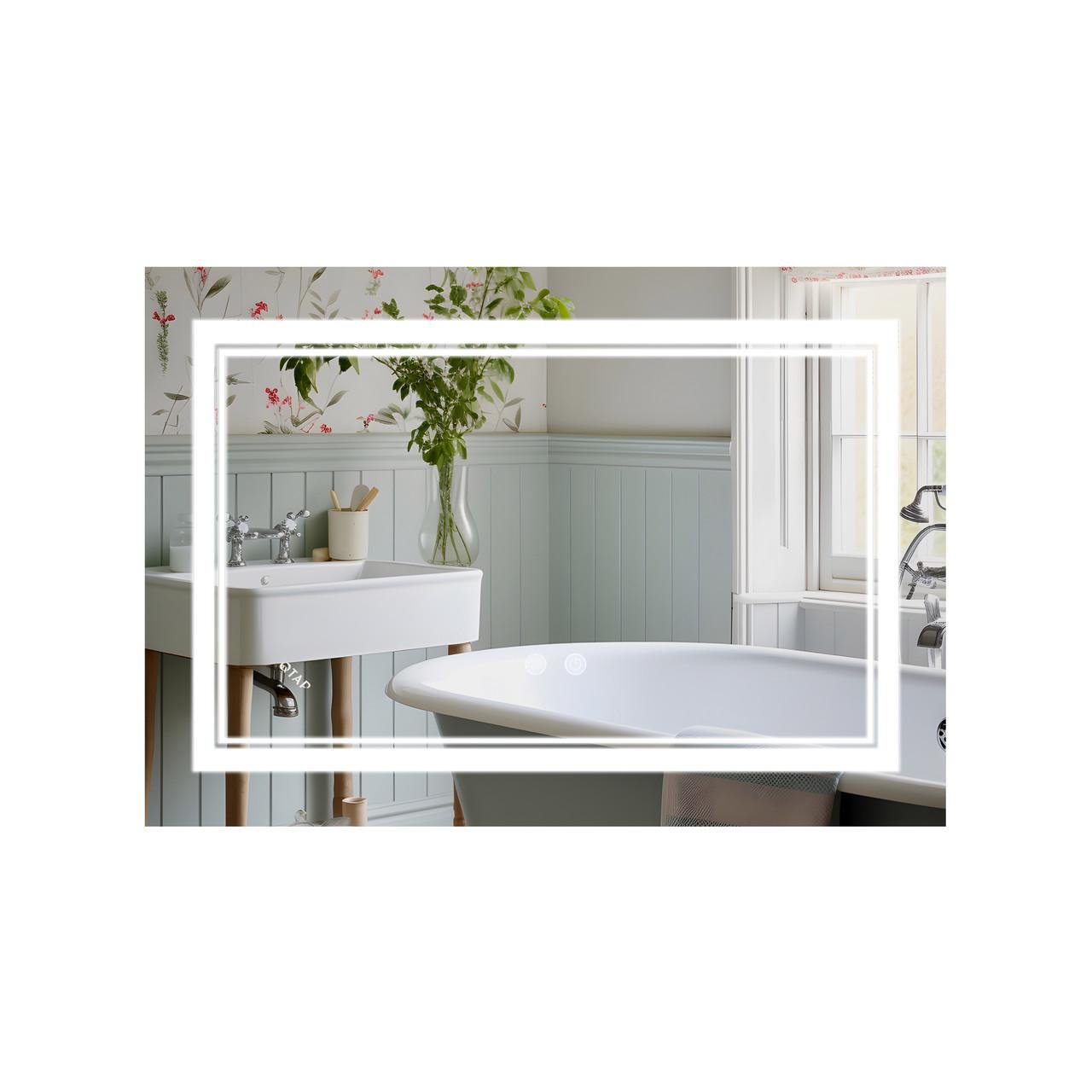 Зеркало для ванной комнаты Qtap Cardinal CA1 LED-подсветка Touch/антизапотевание/димер/регулировка температры цвета 800х600 мм (3000-6500K)