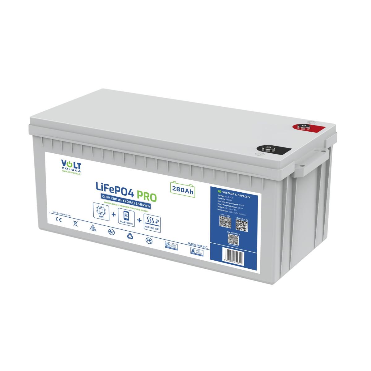 Аккумулятор Volt Polska LiFePO4 VPRO 12,8V 280 Ah 200A Bluetooth с подогревом (6AKLI20M28)
