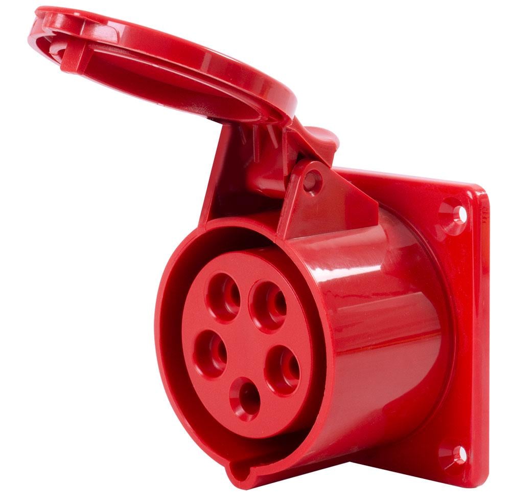 Силова розетка E.NEXT 3P+N+PE 16А 400 В вбудована IP44 Червоний (053)