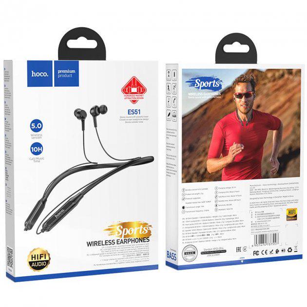 Бездротові навушники Bluetooth Hoco ES51 Era sports wireless earphones 10h BT5.0 Black - фото 5