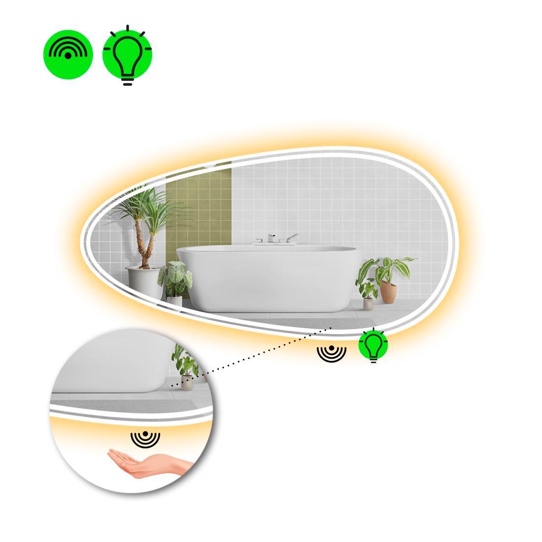 Зеркало с LED подсветкой Occhio 4 с ИК включателем 80x40 см (8777452)