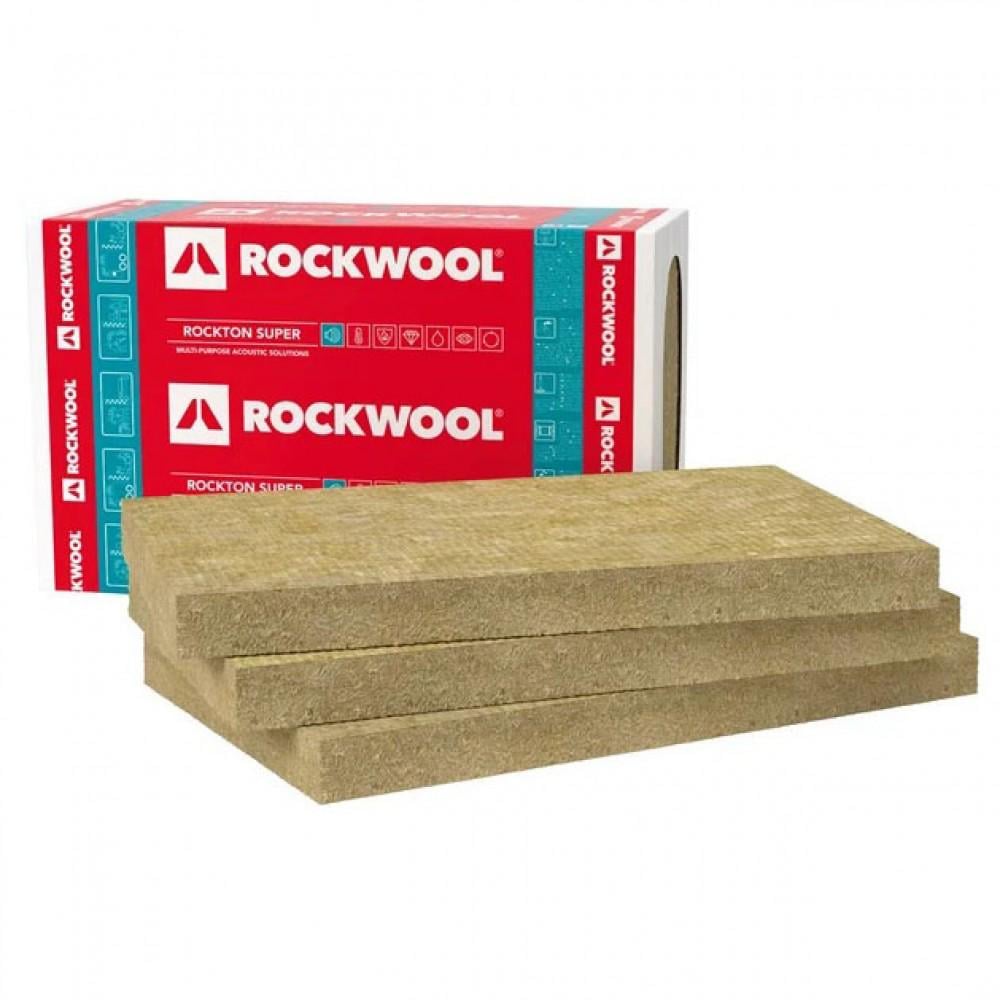 Базальтовая вата ROCKWOOL Rockton Super 50 мм 610х1000 мм 7,32 м² 43 кг/м3 (30306500)