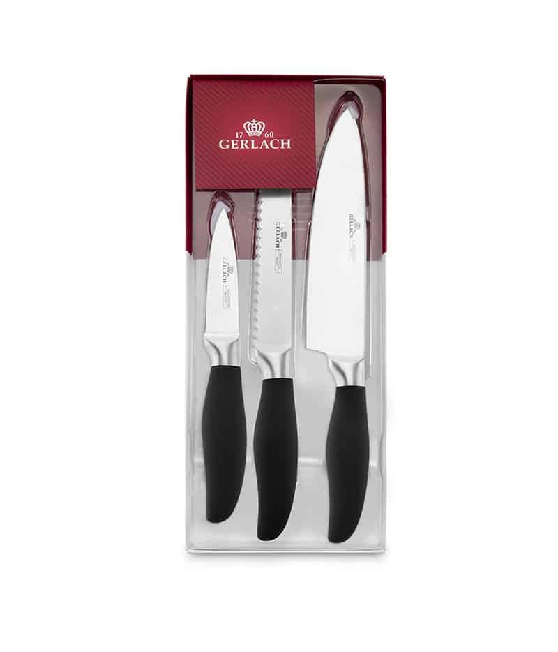 Набор из 3 кухонных ножей Gerlach Style Шеф-нож 200 мм/для хлеба 200 мм/овощной 85 мм штампованная нержавеющая сталь (2526479063)