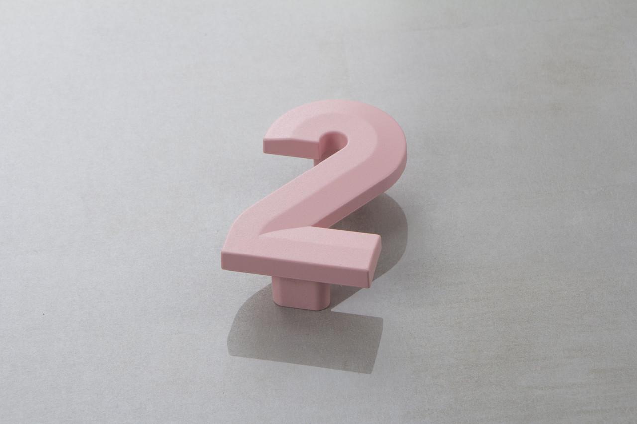 Меблева ручка Poliplast цифра двійка РП-2 Рожевий світлий матовий (16224)