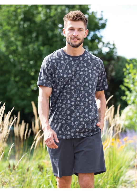 Пижама мужская Key MNS 724 шорты хлопок M Серо-голубой (36989)