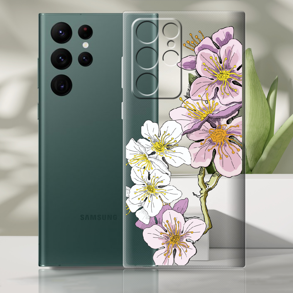 Чехол BoxFace Samsung Galaxy S22 Ultra (S908) Cherry Blossom Прозрачный силикон (44181-cc4-44181) - фото 2