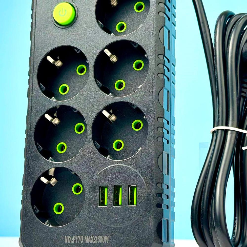 Удлинитель сетевой UA Power на 6 розеток + 3 USB 2 м (F17U) - фото 5