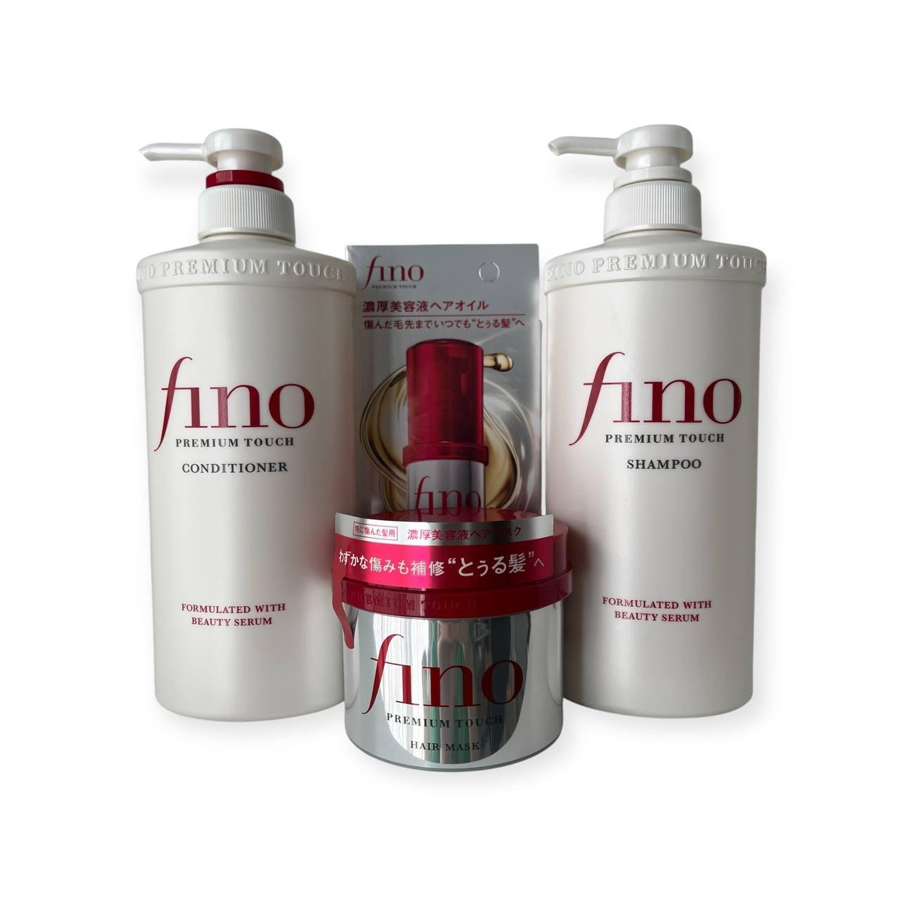 Набор для восстановления волос Fino Premium Touch шампунь/кондиционер/сыворотка-масло/маска