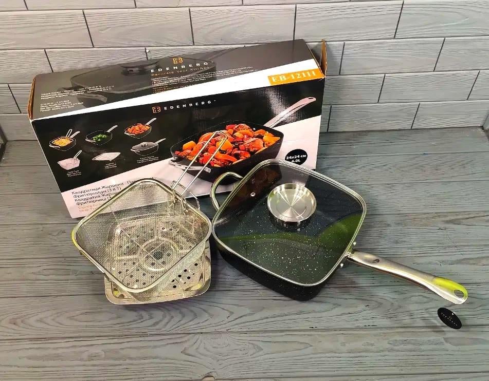 Сотейник со стеклянной крышкой Edenberg EB-12111 3 в 1 24×24×9,5 см с мраморным покрытием (PH00952) Сотейник со стеклянной крышкой Edenberg EB-12111 3 в 1 24×24×9,5 см с мраморным покрытием (PH00952)