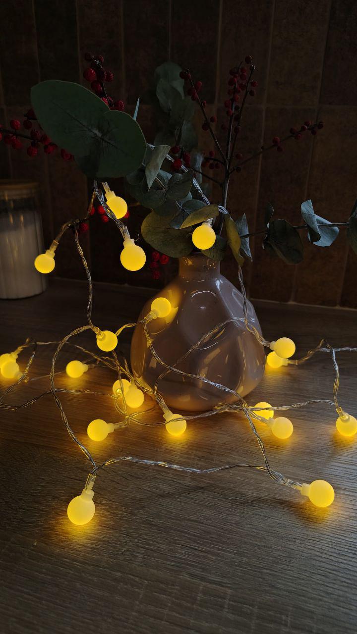 Гирлянда usb тайские-шарики 6 м 40 лампочек Желтый