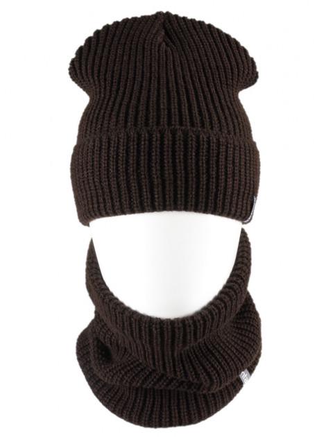 В'язана шапка Кahta Fashion Hat з Buff снуд унісекс р. 57-58 Коричневий (OC-092)