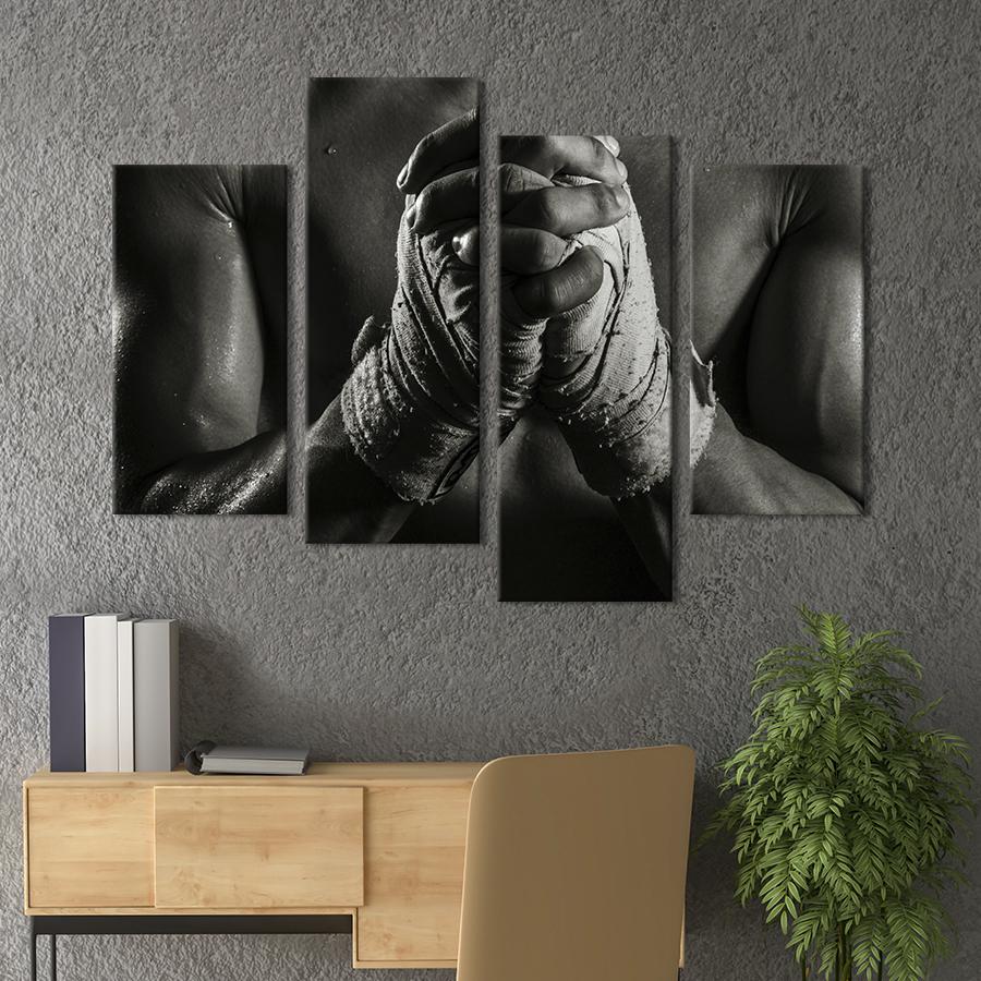 Картина модульная из 4 частей Белые боксерские бинты L 129x90 см (4 M 89-42) Картина модульная из 4 частей Белые боксерские бинты L 129x90 см (4 M 89-42)