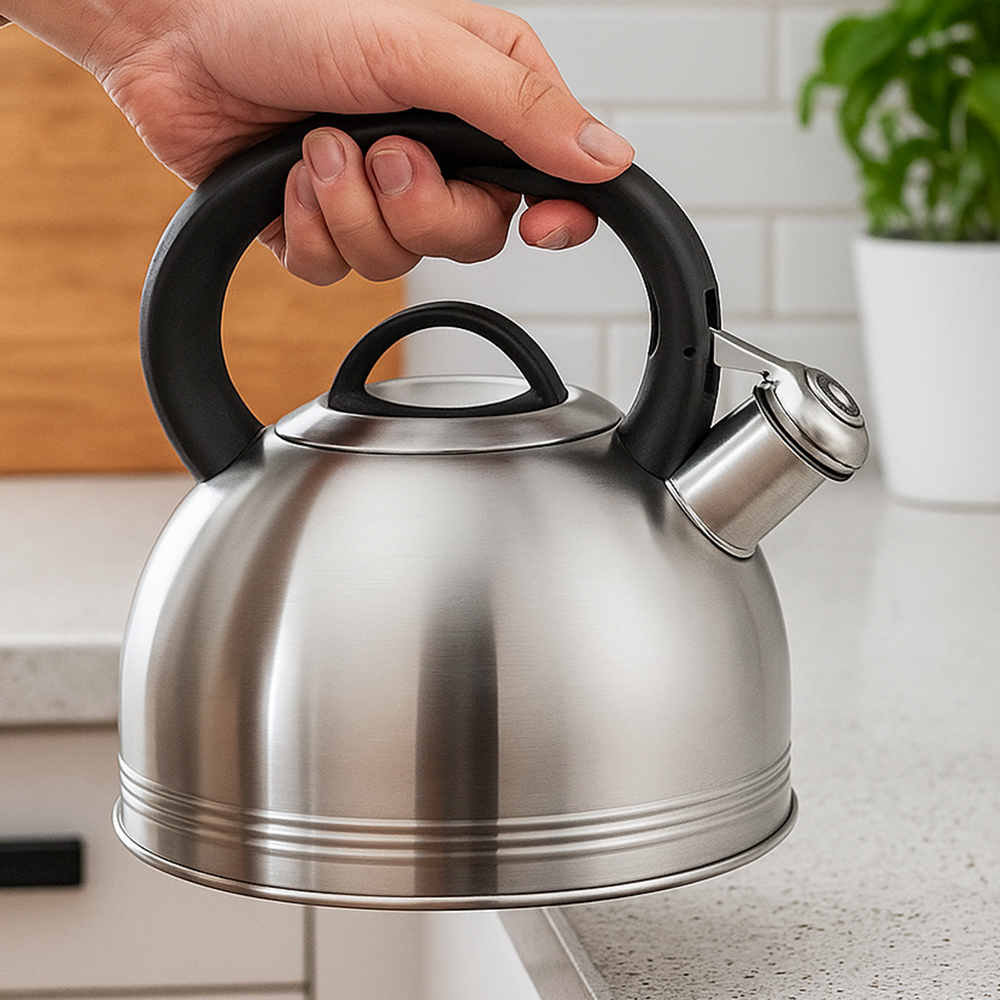 Чайник для плиты ClassicLine с свистком капсульное дно нержавеющая сталь 2,5 л (03-MH-5175)