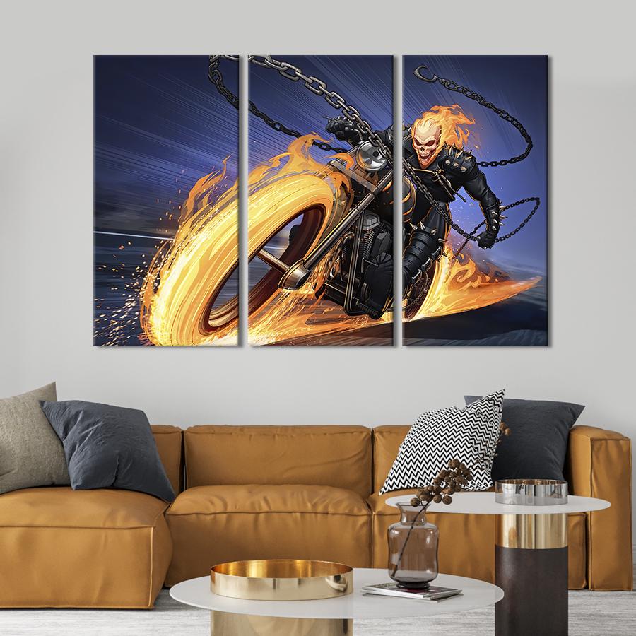 Модульная картина триптих Ghost Rider 78x48 см (713-31)